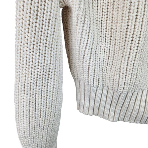 Athleta Cream Knit Half Zip Adler Cropped Pullover Sweater Chunky Collar Size S - Picture 8 of 10